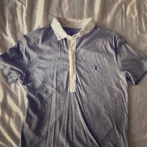 ALL SAINTS GREY/WHITE POLO SIZE EXTRA SMALL